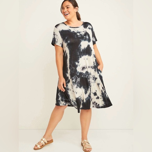 NWOT Lane Bryant Short Sleeve Tie Dye Swing Style Midi Dress in Size 18/20 - Picture 1 of 8